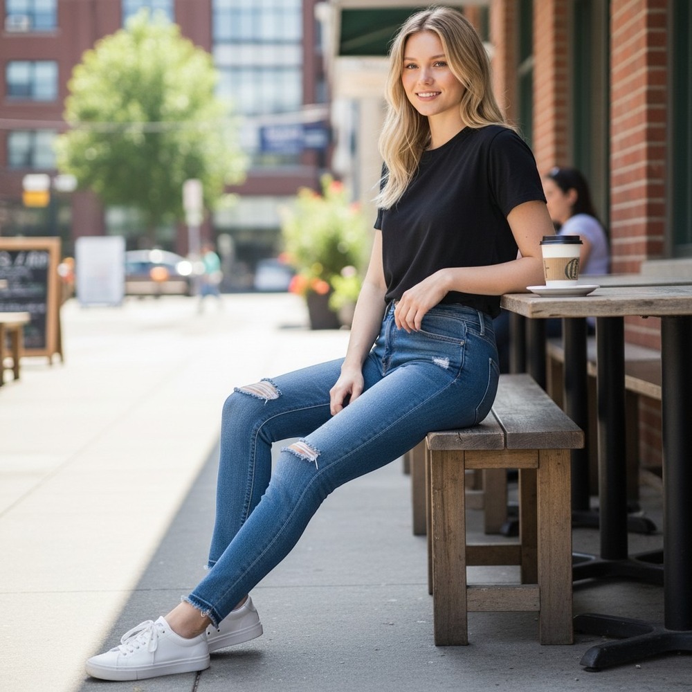 Hollister Jeans Women 5R Blue Good Distressed Ultra High Rise Super Skinny M150